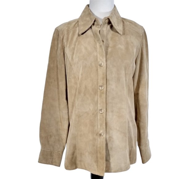 VALERIE STEVENS Women Suede Leather Jacket large - Picture 1 of 6